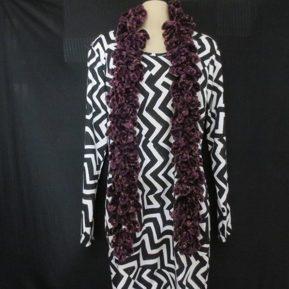 Accessory Street Accessories - Accessory Street Boa Scarf Purple Gold Chenille Loop Vintage Soft Fluffy Chunky